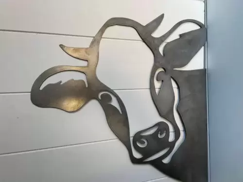 Peek-A-Boo Cow Metal Sign